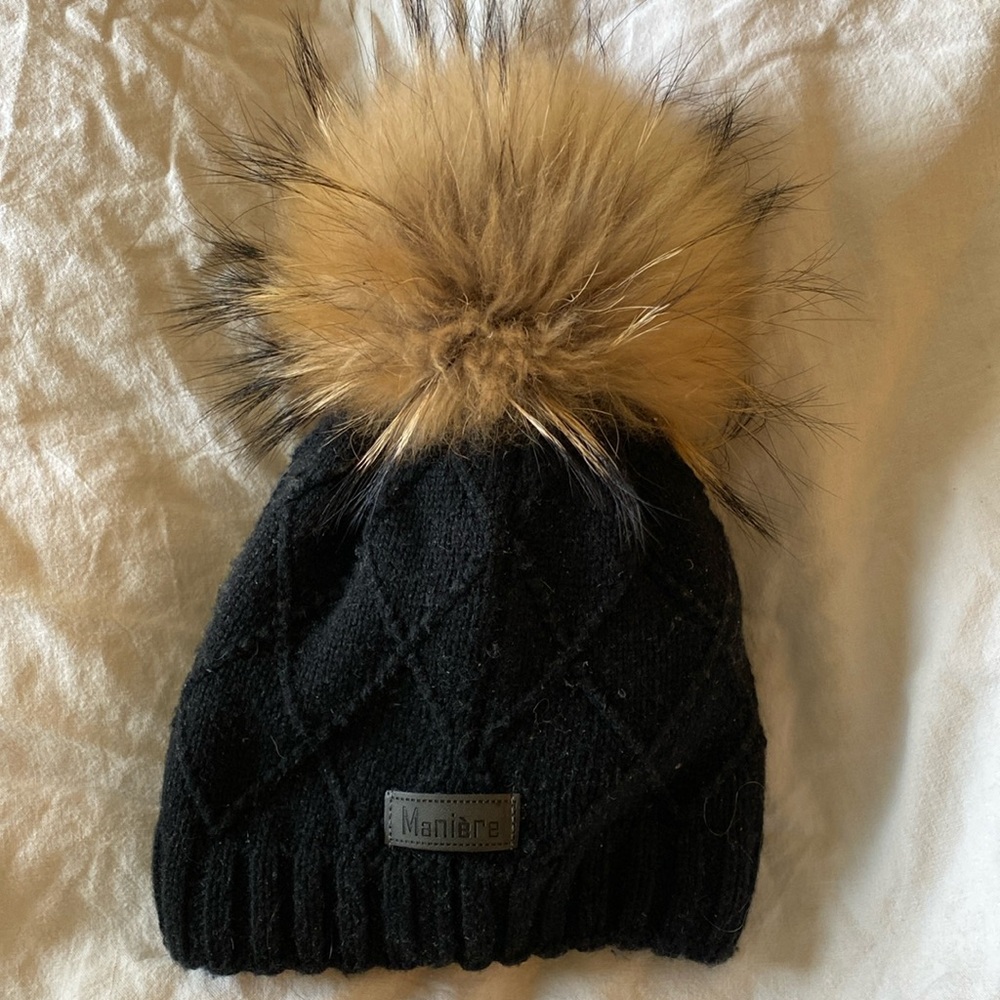 Real Fur Huge Fluffy Pom Pom Stretch Hat